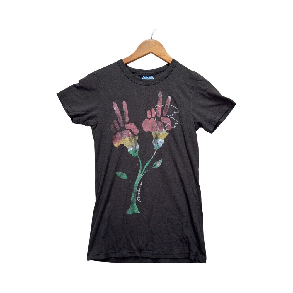 Junk Food Women's T Shirt Africa Peace Plants Nature Love Black Vtg Sz S